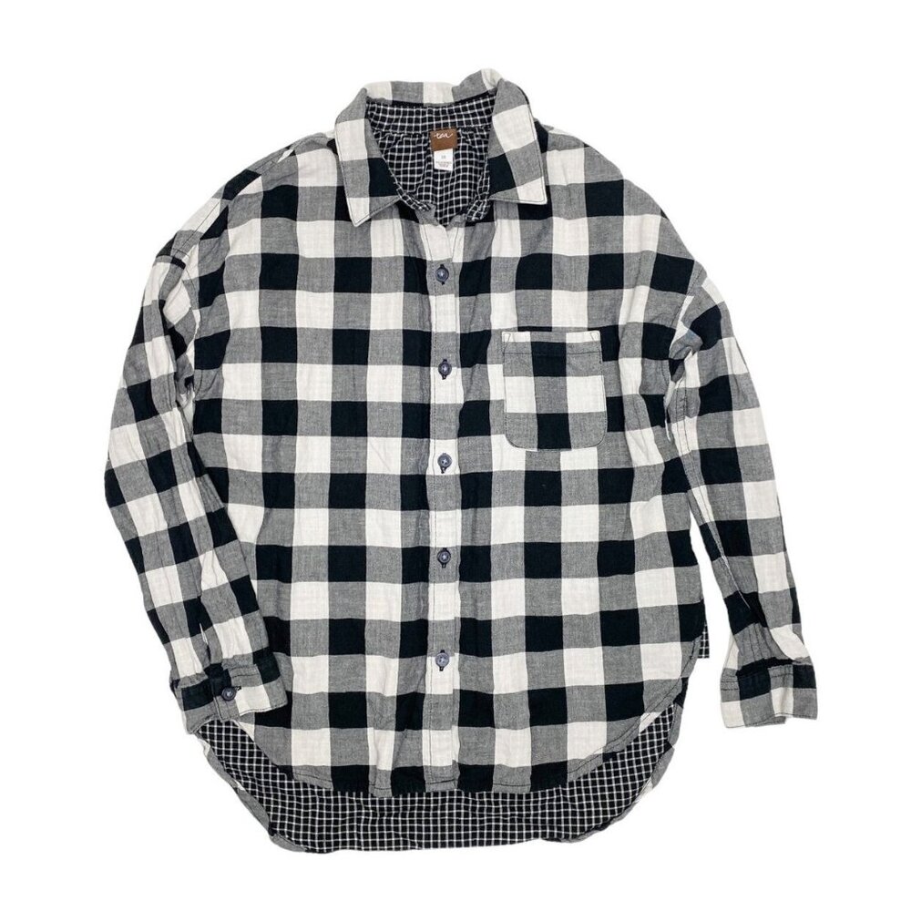 Tea Buffalo Plaid Cotton Button Up Shirt